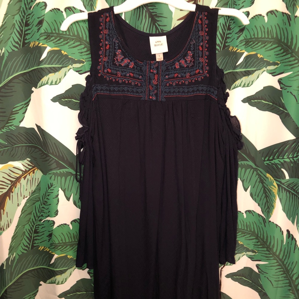 Navy “Cold Shoulder” Dress